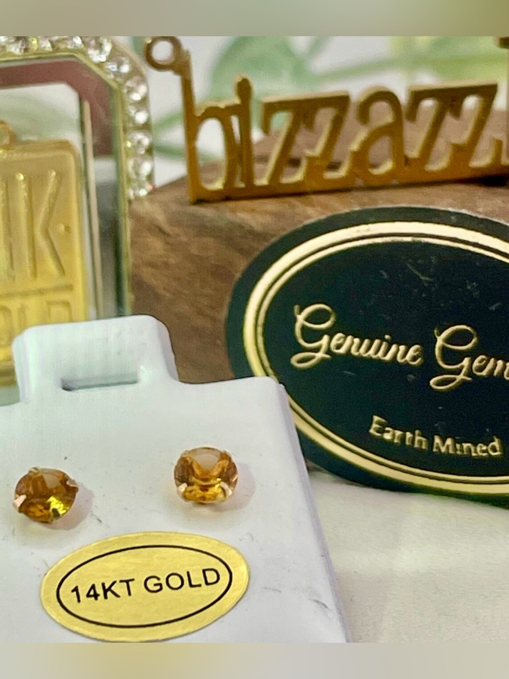 14KT solid Citrine stud earrings 4mm each. .50ct total - Picture 1 of 12